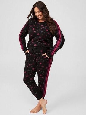 Torrid Everyday Fleece Active Striped Lounge Sweatshirt & Jogger Set Sz 3